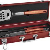BBQ03A  Rosewood Finish BBQ Set with 3 Tools