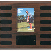 PTP2   Cherry Finish Perpetual Plaque with 12 Plates & 3 1/2" x 5" Photo Holder