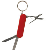 GFT003  Red Finish 3-Function Pocket Knife with Keychain 