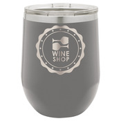 LTM860-Polar Camel 12 oz. Matte Dark Gray Vacuum Insulated Stemless Wine Glass w/Lid