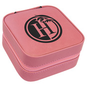 GFT2304 - 4" X 4" Pink Laserable Leatherette Travel Jewelry Box with Tan Lining