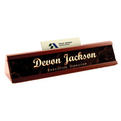 UN5752  Mahogany Executive Name Plate with Gloss Aluminum Insert