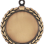 HR905G - 2 1/2" Antique Gold Wreath 2" Insert Holder Medal