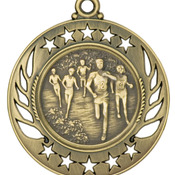 GM114G - 2 1/4" Antique Gold Cross Country Galaxy Medal