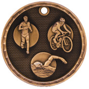 3D215B - 2" Antique Bronze 3D Triathlon Medal