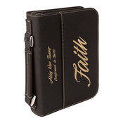GFT287  6 3/4" x 9 1/4" Black Leatherette Book/Bible Cover with Zipper and Handle