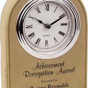 LLC101  Light Brown Leatherette Arch Desk Clock