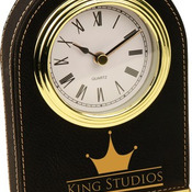 LLC301  Black Leatherette Arch Desk Clock