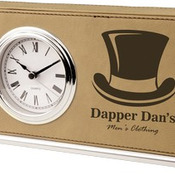 LLC102  Light Brown Leatherette Horizontal Desk Clock