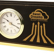 LLC302  Black Leatherette Horizontal Desk Clock