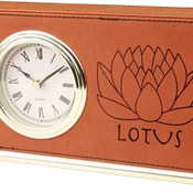 LLC402  Rawhide Leatherette Horizontal Desk Clock