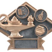 DPS18   6" X 4-1/2" Diamond Plate Resin Large Lamp of Knowledge Trophy