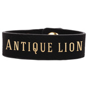 GFT742-8 1/2" x 3/4" Black/Gold Laserable Leatherette Youth Cuff Bracelet