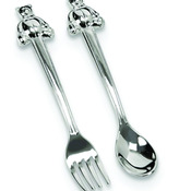 GM21743 - Nickel-Plated Baby Spoon And Fork With Teddy Bear Handle
