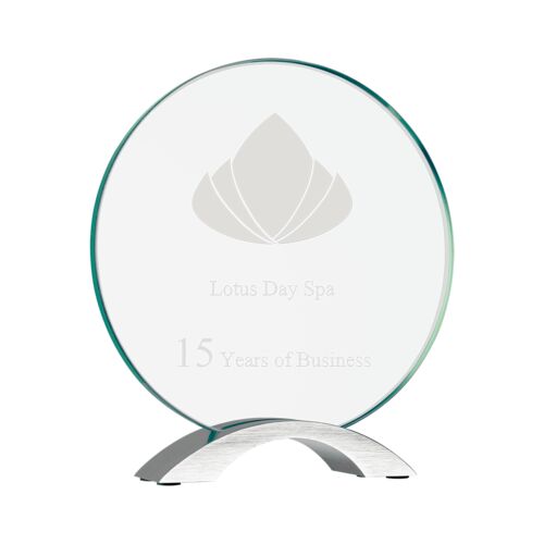 CMG12 - 8 1/2" Round Cosmic Glass with Silver Base Thumbnail