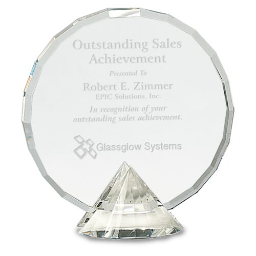 CRY056M - 6 1/2" Clear Round Crystal on Clear Diamond Base Thumbnail