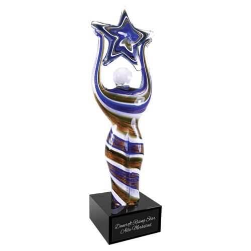 JDS AGS63 - 12" Glass Figure with Star and Black Base AGS63  AGS63 - 12" Glass Figure with Star and Black Base Thumbnail