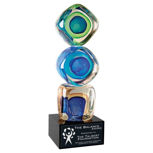 JDS AGS08 - 9 1/4" Stacked Blocks Art Glass with Square Black Base AGS08  AGS08 - 9 1/4" Stacked Blocks Art Glass with Square Black Base Thumbnail