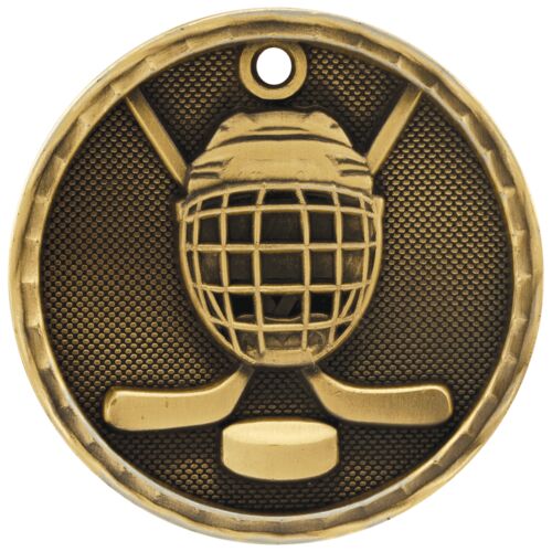 3D208G - 2" Antique Gold 3D Hockey Medal Thumbnail