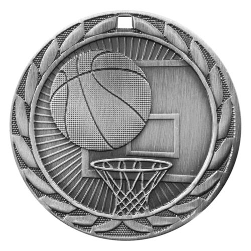 FE IRON MEDAL, BASKETBALL, SILVER - 2" FE-211S Thumbnail