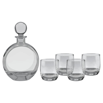 DCS302S - 750 mL Flat Round Glass Decanter SET Thumbnail