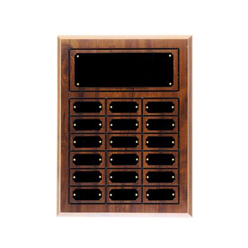 Cherry Finish Grooved Perpetual Plaque with 18 Plates Thumbnail