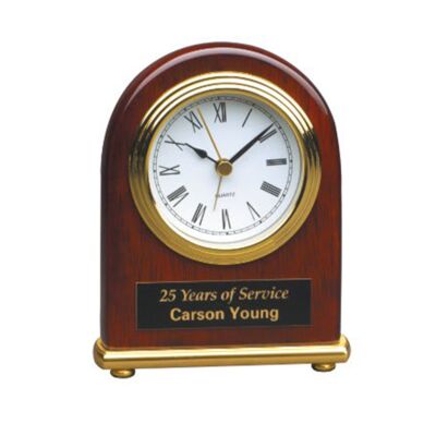 T001  Rosewood Piano Finish Arch Desk Clock  Thumbnail