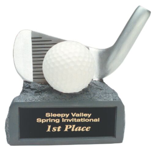 JDS31A   4-1/4" White/ Silver Golf on Base Resin Trophy Thumbnail