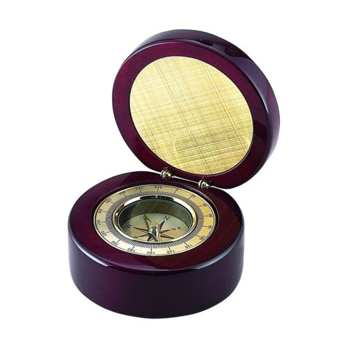Creative Gifts 069955 - Round Piano Finish Box with Compass 069955 069955 - Round Piano Finish Box with Compass Thumbnail