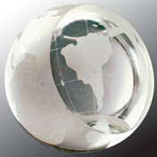 CRY066   Crystal Globe Paperweight  4"