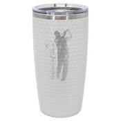 LTM830 - Polar Camel 20 oz. White Golf Tumbler with Dimples and Clear Slider Lid