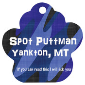 PET016SUB  Large Paw 2-Sided Gloss Aluminum Pet Tag