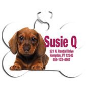 UN5771  Dog Bone 2-Sided Gloss Aluminum Pet Tag with Triangle Attachment