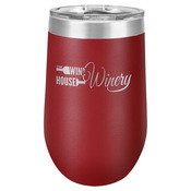 LTM813 - Polar Camel 16 oz. Maroon Vacuum Insulated Stemless Wine Glass w/Lid