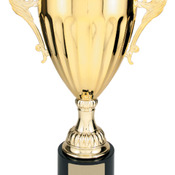 CMC305G - 14 1/2" Gold Completed Metal Cup Trophy on Plastic Base