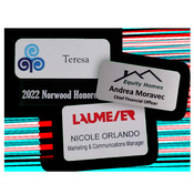 Aluminum name tag, full color, with logo