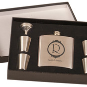 FSK651SET  Stainless Steel Flask Set in Black Presentation Box 
