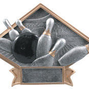 DPS12   6" X 4-1/2" Diamond Plate Resin Large Bowling Trophy