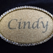 IDP577-NAGC Bling Badge Gold 1.5 x 2.5 oval or 1.5 x 3 rectangle GOLD with Rhinestone border