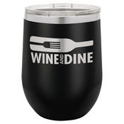 LTM852-Polar Camel 12 oz. Matte Black Vacuum Insulated Stemless Wine Glass w/Lid