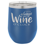 LTM854-Polar Camel 12 oz. Matte Royal Blue Vacuum Insulated Stemless Wine Glass w/Lid