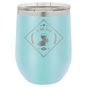 LTM857-Polar Camel 12 oz. Matte Light Blue Vacuum Insulated Stemless Wine Glass w/Lid