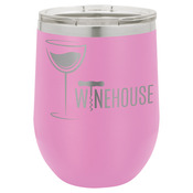 LTM858-Polar Camel 12 oz. Matte Light Purple Vacuum Insulated Stemless Wine Glass w/Lid