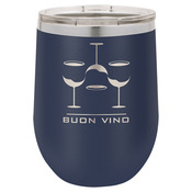 LTM861-Polar Camel 12 oz. Matte Navy Blue Vacuum Insulated Stemless Wine Glass w/Lid