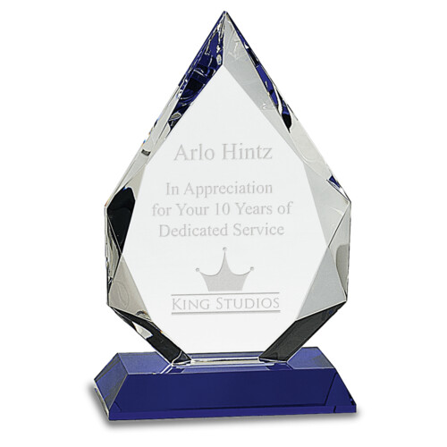 CRY505S - 8" Diamond Crystal on Blue Pedestal Base Thumbnail