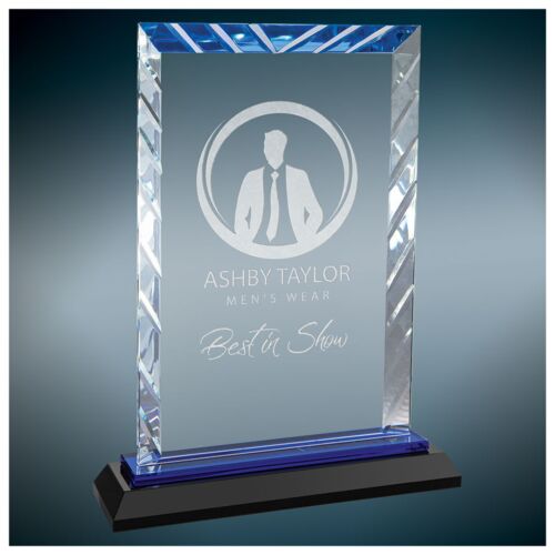ACG53BU - 8 inch Rectangle Accent Glass on Blue Base Thumbnail
