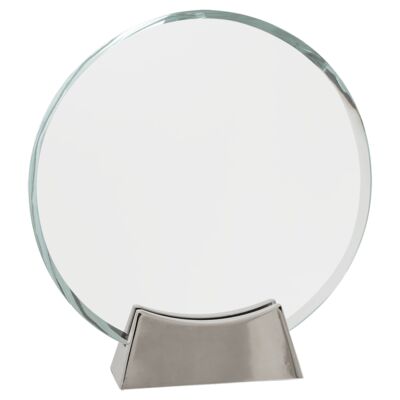 PLG27 - 7 1/4" Round Platinum Glass with Full Metal Base Thumbnail