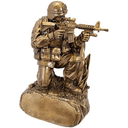 JDS MLT02 - 9 1/4" Antique Gold Military Resin Kneeling with Grass MLT02 MLT02 - 9 1/4" Antique Gold Military Resin Kneeling with Grass Thumbnail