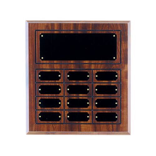 CPP12D - Cherry Finish Grooved Perpetual Plaque with 12 Plates (DAMAGED) Thumbnail