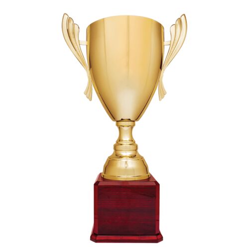 CMC932G - 26 1/2" Gold Completed Metal Cup Trophy on Rosewood Royal Piano Finish Base Thumbnail